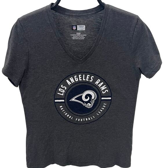 NFL Team Apparel Women's MD V-neck Gray Graphic T-shirt - Picture 1 of 4